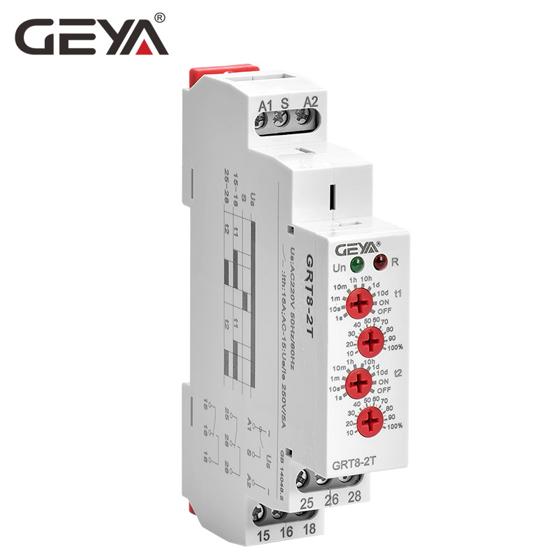 GEYA TOP 10 Relay Factory Online Shopping GRT8-2T Double Delay Time Relay AC230V 2 Delay on Electronic Relay OEM/ODM