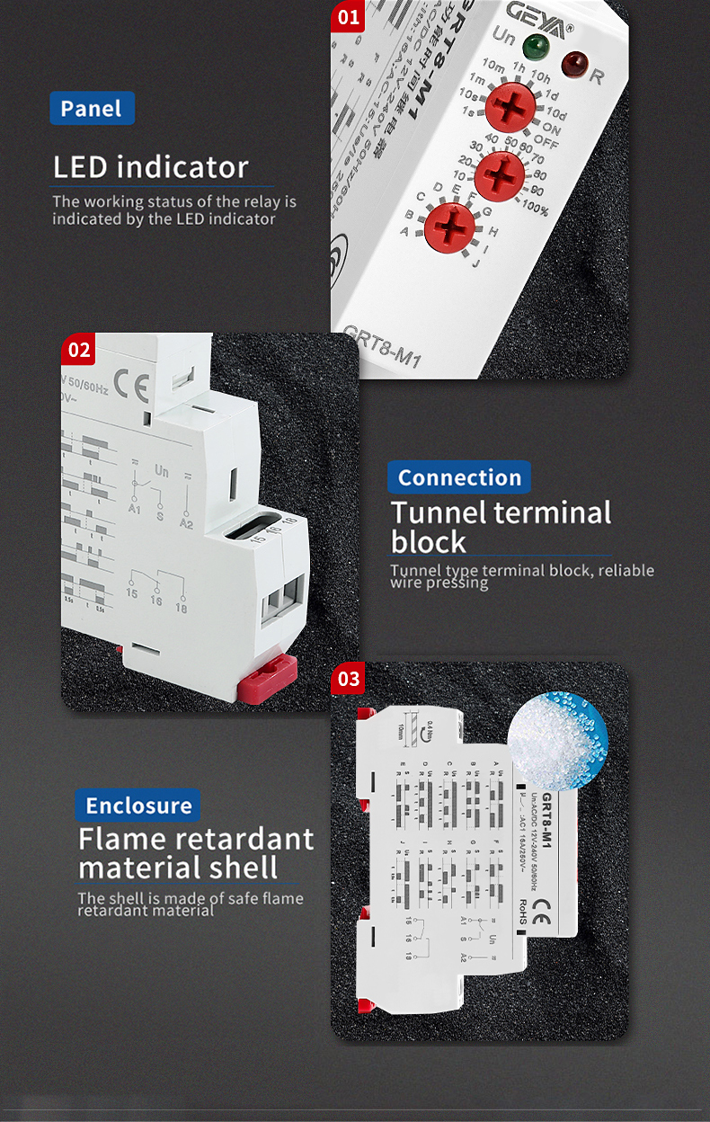 GEYA GRT8-M 10 Functions 24 Volt DC Timer Relay Dual Timer Relay Miniature PROTECTIVE Sealed 16A Low Power Mini Time Relay 24v
