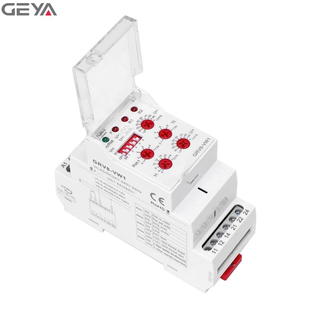 GEYA GRV8-VW1 Single Phase Isolation Monitoring Voltage Relay Electric Voltage Protector to Relay AC/DC1V-100V 50/60Hz