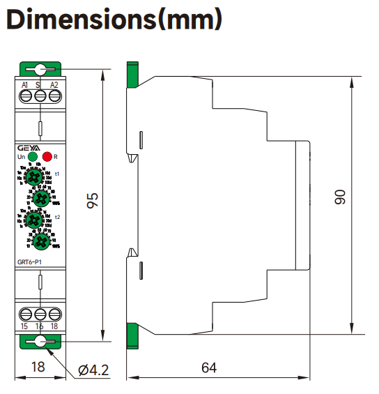 GEYA GRT6-P1 AC/DC24V~240V Multifunction Pulse Output Time Relay AC/DC12V-240V Timer Relay Pulse Generator