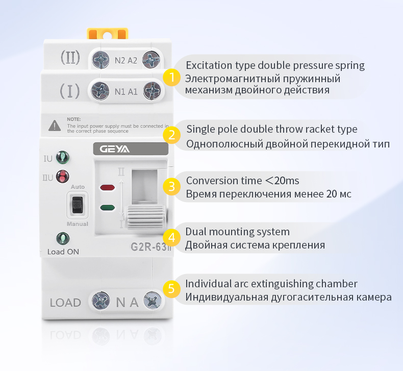 GEYA G2R 220V 16A 32A 40A 50A 63A Automatic Transfer Switching(ATS) Automatic Change Over Switch 2P 4P Generator ATS Controller