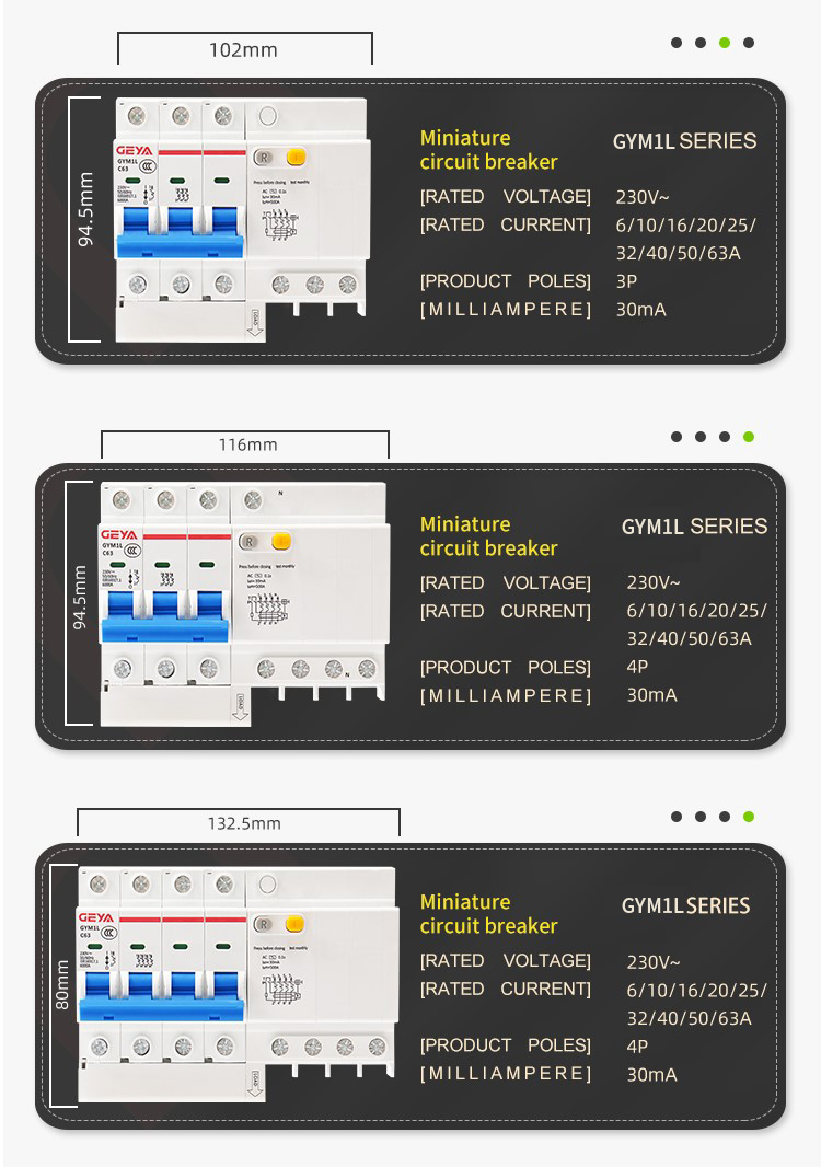 GEYA 1P+N 32A 4.5KA 6KA RCBO Residual Current Circuit Breaker With Over-current Protection MCB RCCB RCBO
