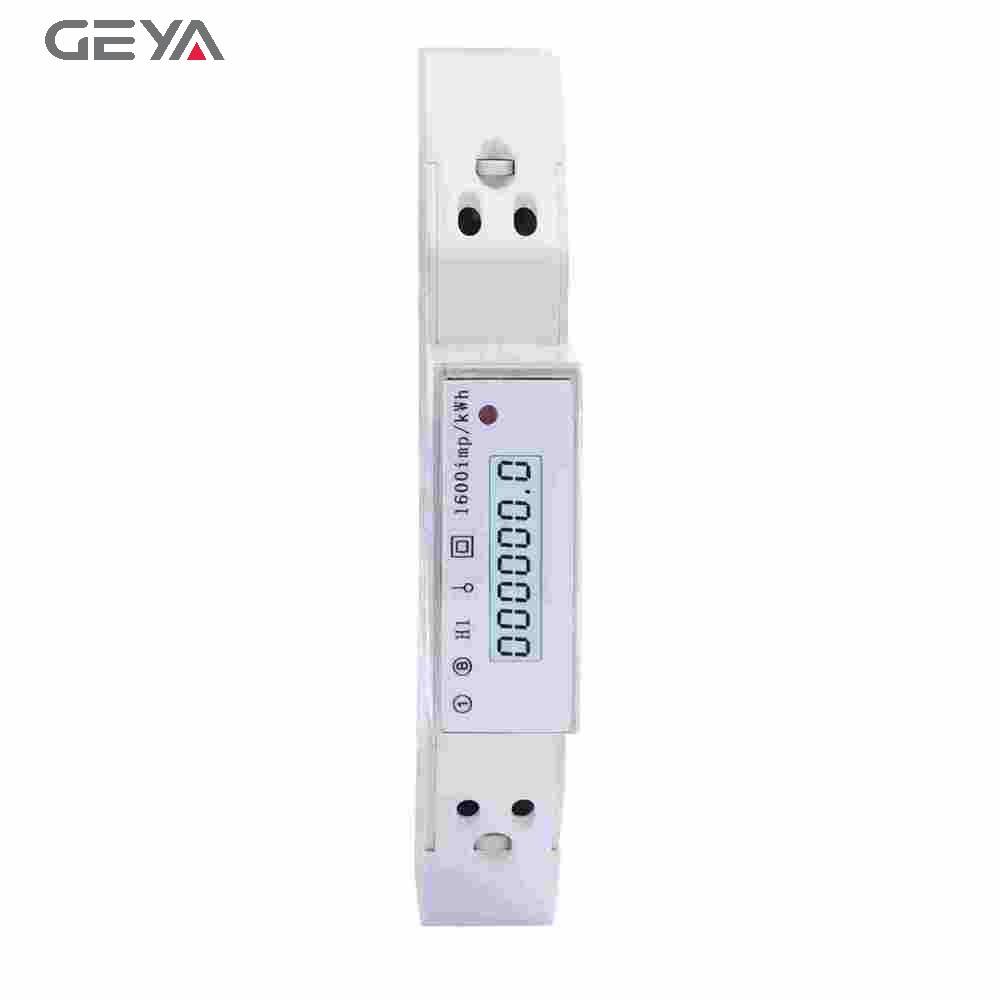 GEYA Din Rail Energy Meter Single Phase Electronic Electric Energy Meter 1P with Lcd Display Single Phase Digital Wattmeter