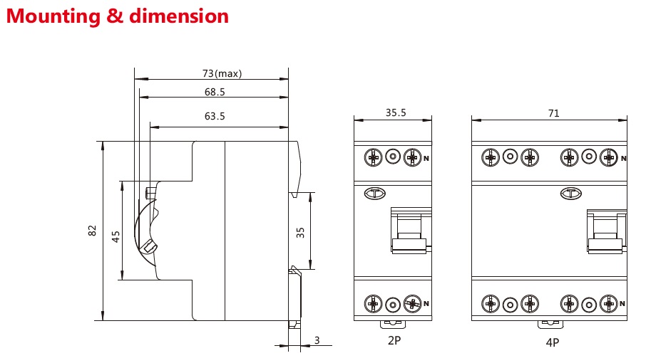 GEYA GYL8 Modular Electrical 4 Pole Earth Leakage Relay Fault Circuit Breaker 63A SKD Parts ELCB Relay Magnetic