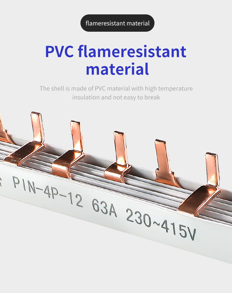 GEYA Pin 1P-12 63A Wholesale China Inverter Factory 1p 63A Earth Electric Copper Bus Bar Busbar Price Fork U Type Bus Bar