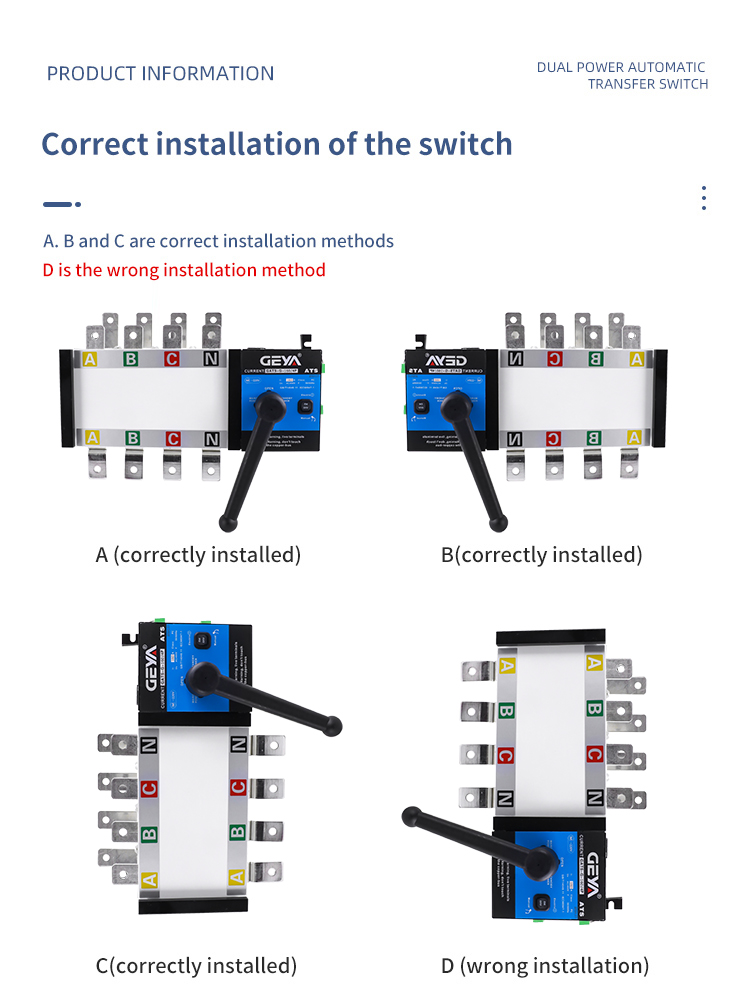 GEYA Top 10 Suppliers Ats Dual Power Automatic Changeover Switch Controller Generator  32a 4p 16a 250a 100a 16a-100a OEM FACTORY