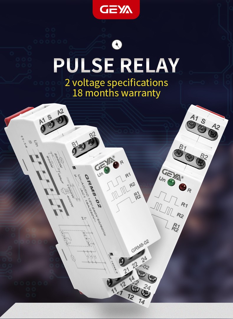 GEYA GRM8 Din Rail Electronic Step Relay AC230V W240V Double Coil Latching Relay
