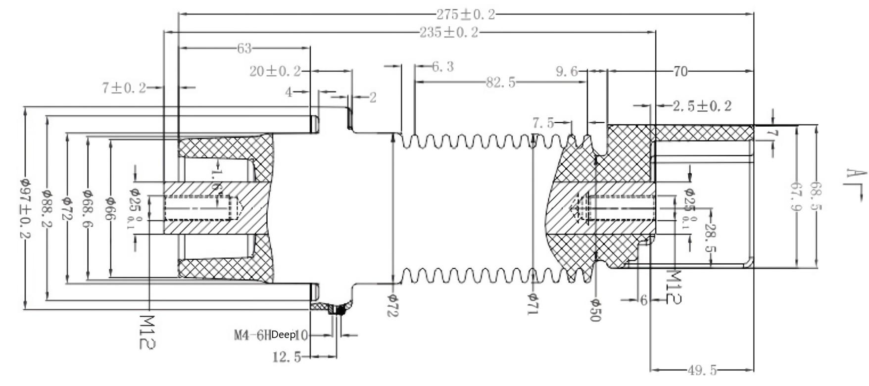 GEYA Epoxy Resin Insulator 235/12KV/630A Plug-in Transformer Bushing With Plug Connection for Oil Distribution Transforme