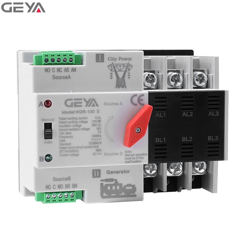 GEYA NEW DESIGN Module Type Mini Dual Power Automatic Transfer Switch ATS 16A to 100A 3Pole