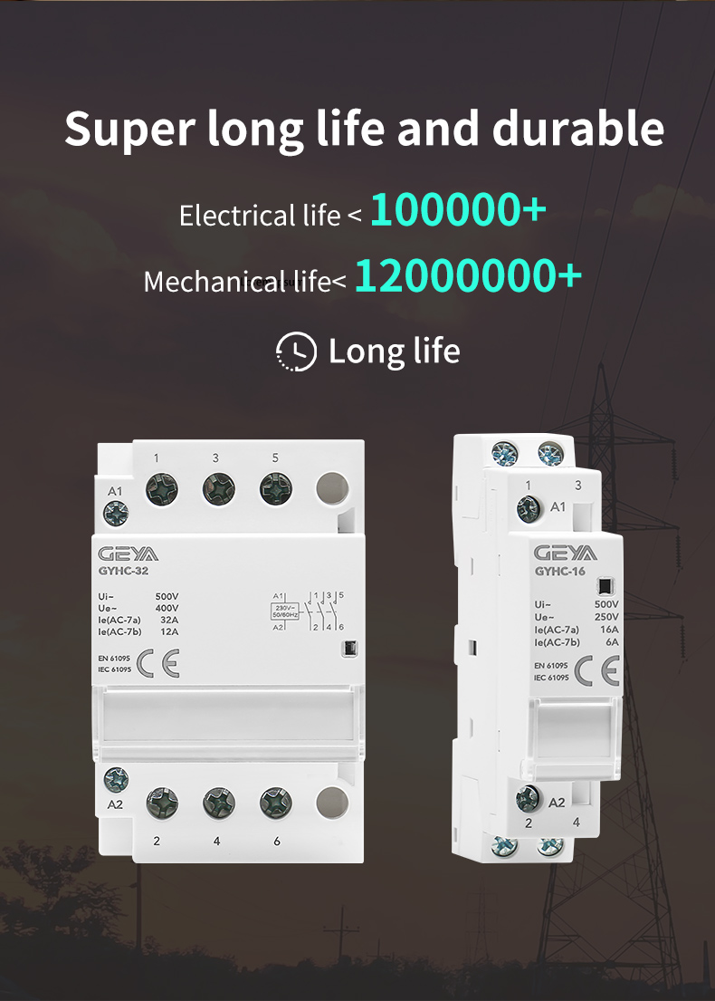 GEYA Automatic Household AC Contactor Modular Din Rail Mounted 63A 4P 2NO2NC 220V