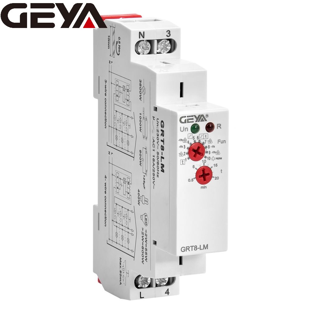 GEYA GRT8-LM AC230V Staircase Timer Relais Temporis 24v 220v Cb Certification Relay Board Auto Din 	 12v Time Delay Relay