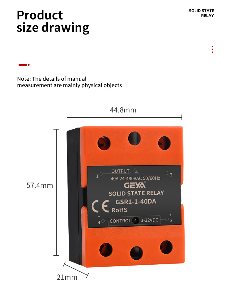 GEYA GSR1-1-25AA Din Rail Ssr Aa 25a 30a 40a 60a 16a Single-phase Solid State Relay Dc to Dc