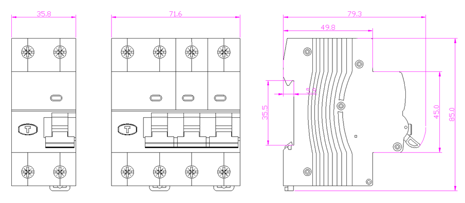 GEYA GYR10NM Magnetic RCBO C65 2Pole 63A 30mA 100mA 300mA Factory Supply Earth Leakage Breaker with Overcurrent Protection