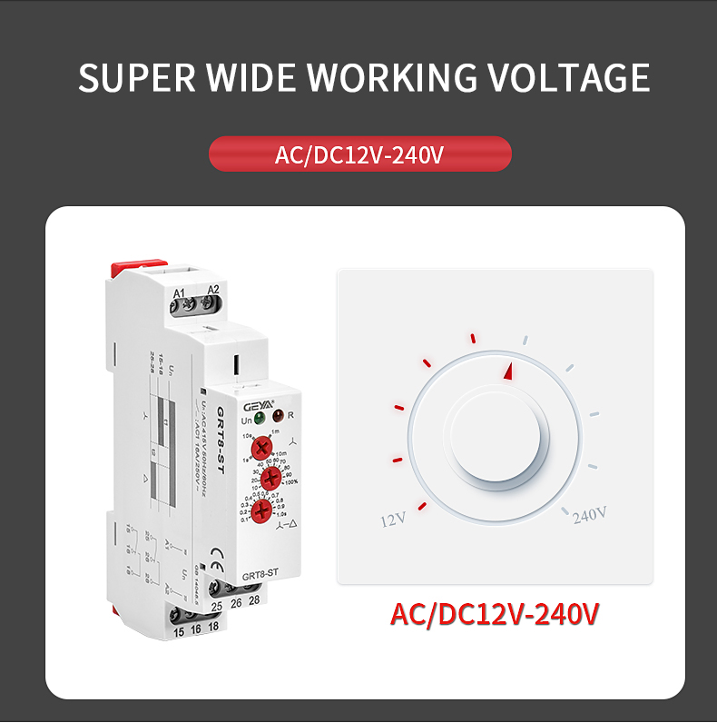 GEYA GRT8-ST SPDT Delay on Timer Star Delta Starter AC/DC 12-240V 16A Miniature PROTECTIVE Sealed Electric Time Relay