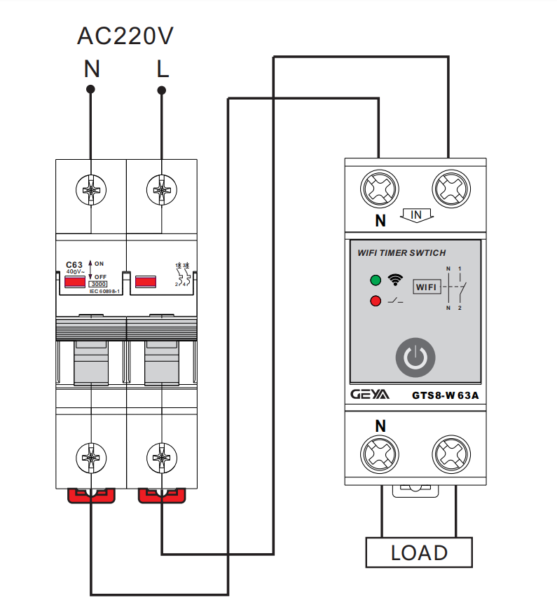 GEYA GTS8-W 2P 63A Electrical Equipment Supplies Electrical WiFi Timer Switch 220v Programmable Digital Timer Switch Us