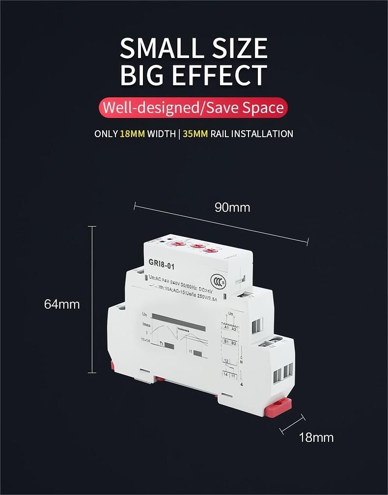 GEYA GRI8-01-0.5,1,2,5,8,16 AC/DC24-240V Dc Current Detection Relay for Current Monitoring Float Less 200 Amp Relay