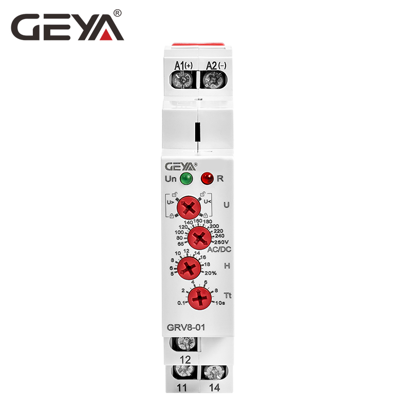 GEYA Din Rail GRV8-01 Over Under Voltage Protector 10A Adjustable Time Delay Range 0.1s-10s with CE CB ROHS Certificate