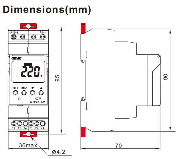 GEYA GRV8-SV AC/DC110V...240V LCD Display Voltage Relay Mini Relay Low Voltage protection Relay 230 v