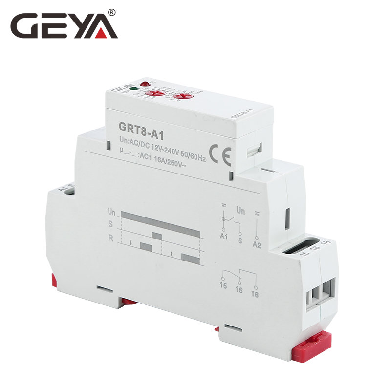GEYA GRT8-A1 Delay on on Time Relay AC220V Din Rail Single Function Timer Relay on Delay Timer AC230V 240V Delay Relay Miniature