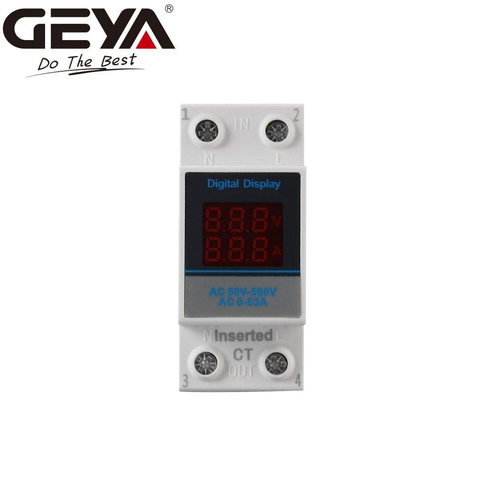 GYEA VADM-2P AC 1-100A Volt-ammeter External Transformer Voltage Current DIN RAIL DISPLAY Power Meter