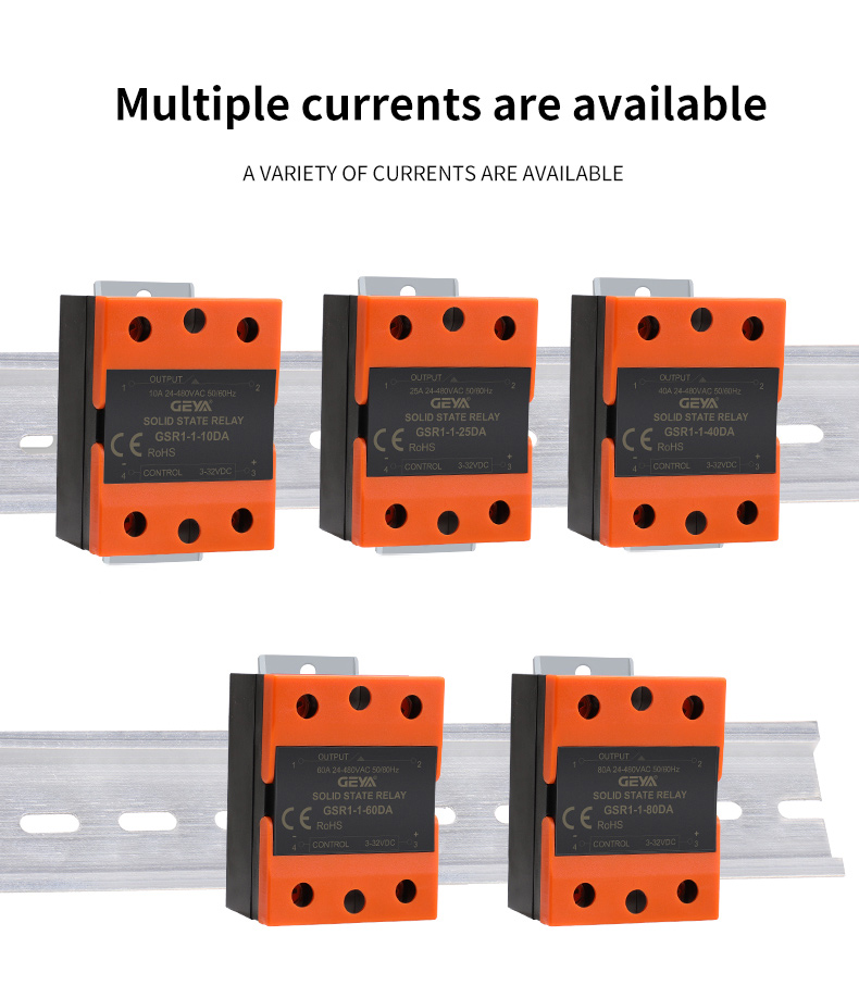 GEYA GSR1-1-25AA Din Rail Ssr Aa 25a 30a 40a 60a 16a Single-phase Solid State Relay Dc to Dc