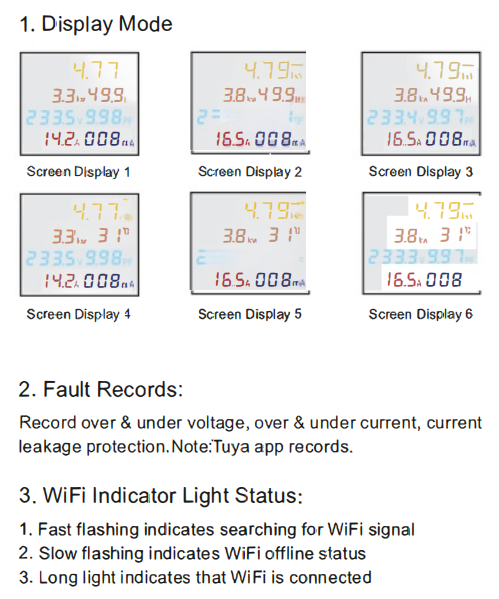 GEYA GYDZT-GFC Tuya WiFi Circuit Breaker Digital Display Voltmeter Ammeter Current Voltage Frequency Energy Meter AC Monitor
