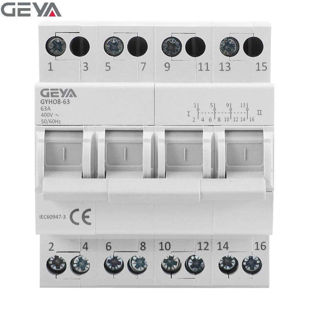 GEYA GYHO8-63 2P Changeover Switch 2p 63a 230/400vac Modular Dual Power Manual Transfer Switch PC Rail Switch 3 Poles 32a 63 ZHE