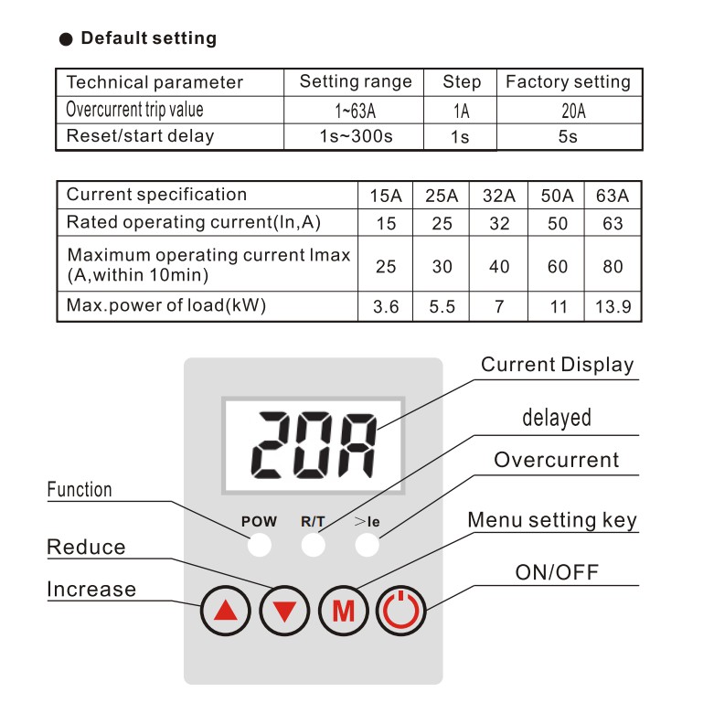 GYEA ANP-2P 220V 63A Current Protector 63a Over Under Voltage Current Protector with Lcd