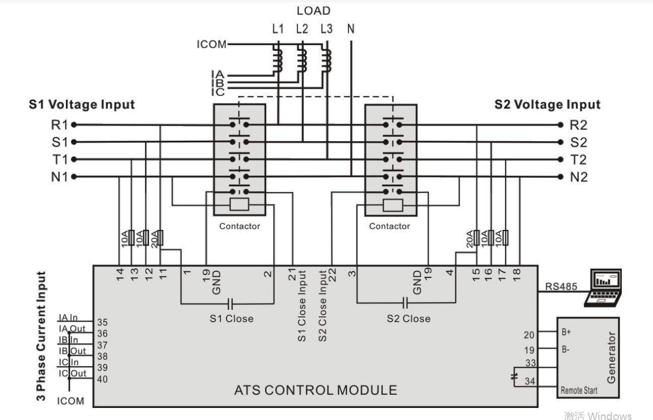 GEYA 12V or 24V Smartgen ATS Generator Controller ATS700I Without  RS485 PC Dual Power Automatic Transfer Switch ATS 100A AC