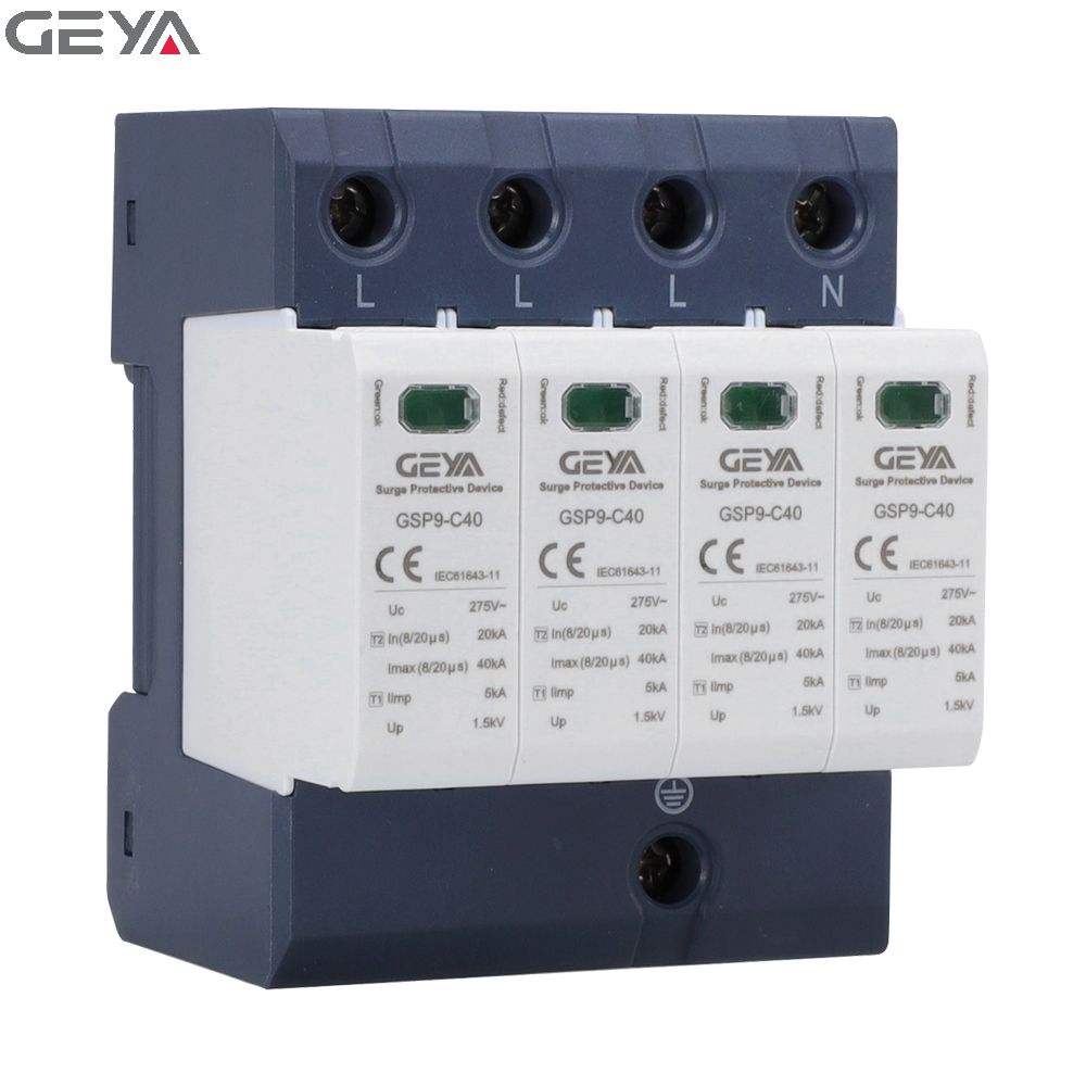 GEYA GSP9-C40 4P 40KA SPD AC 380/220V Lightning Surge Arrester 4 Phase SPD with Neutral Surge protection Device Price