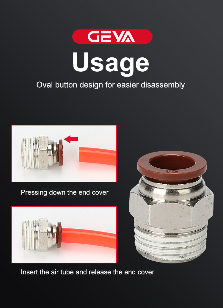 GEYA PC Thread Pneumatic Connector Pneumatic Connector air Hose Pneumatic Fitting Quick Connector Metal