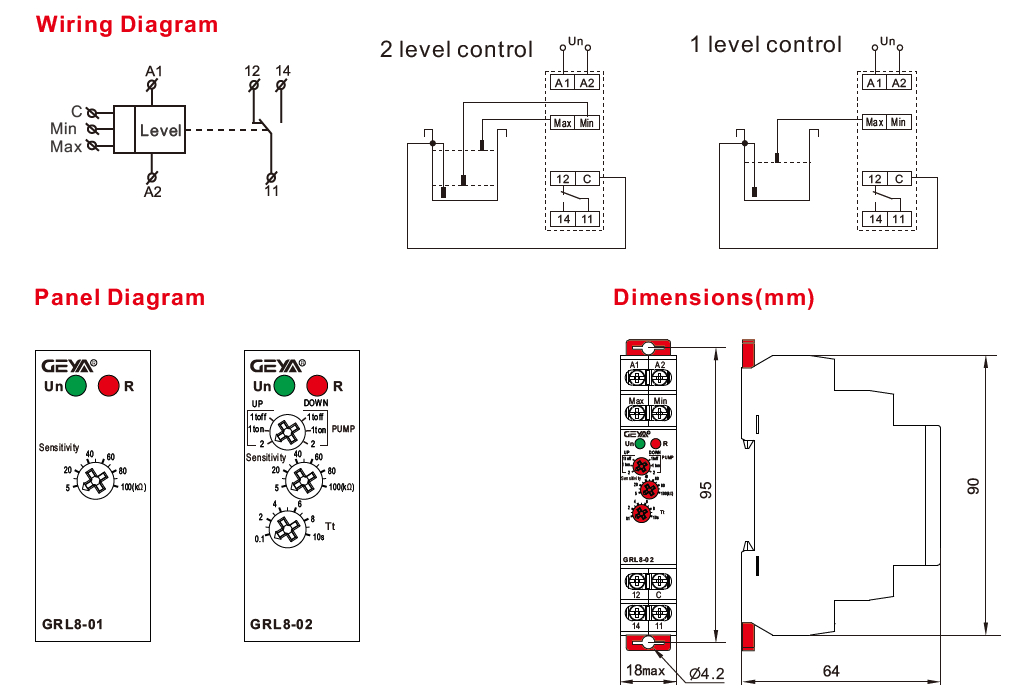 GEYA GRL8-01 AC DC 24V~240V Water Pump Timer Liquid Level Switch Water Level Float Switch 10A Level Switch