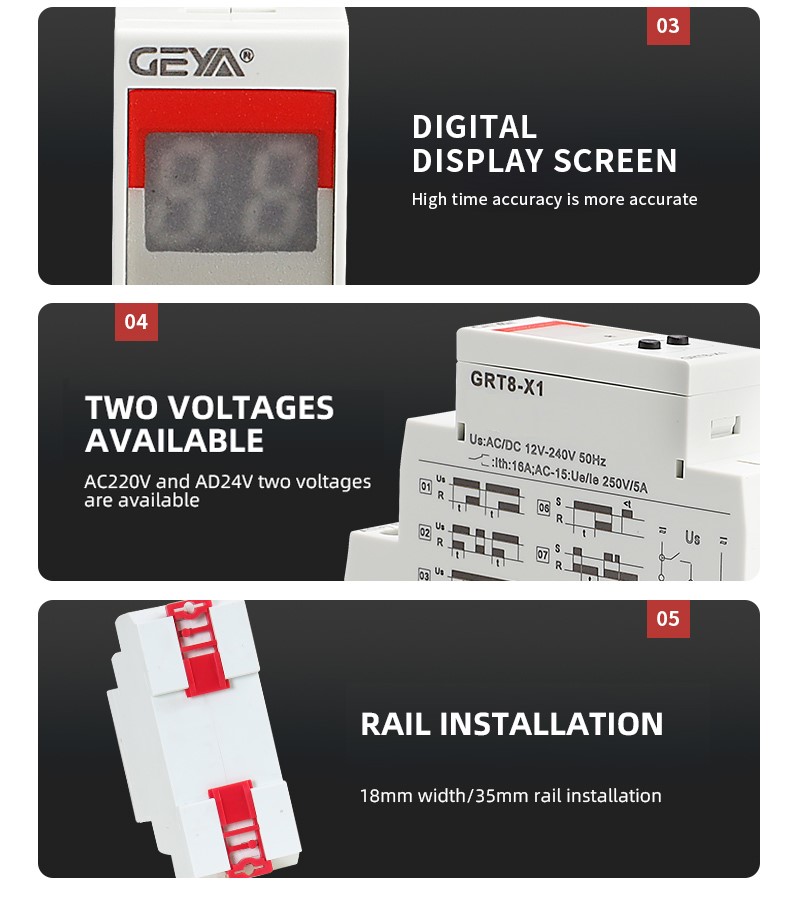 GEYA GRT8-X1-230 AC230V 1SPDT 20 Functions Interval Repeat Cycle with High Quality Digital Display Multifunctional Time Relay