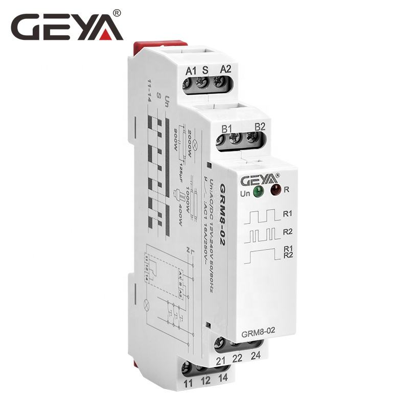 GEYA GRM8 Din Rail Modular Electronic Step Relay 12V Single Pulse Latching Relay