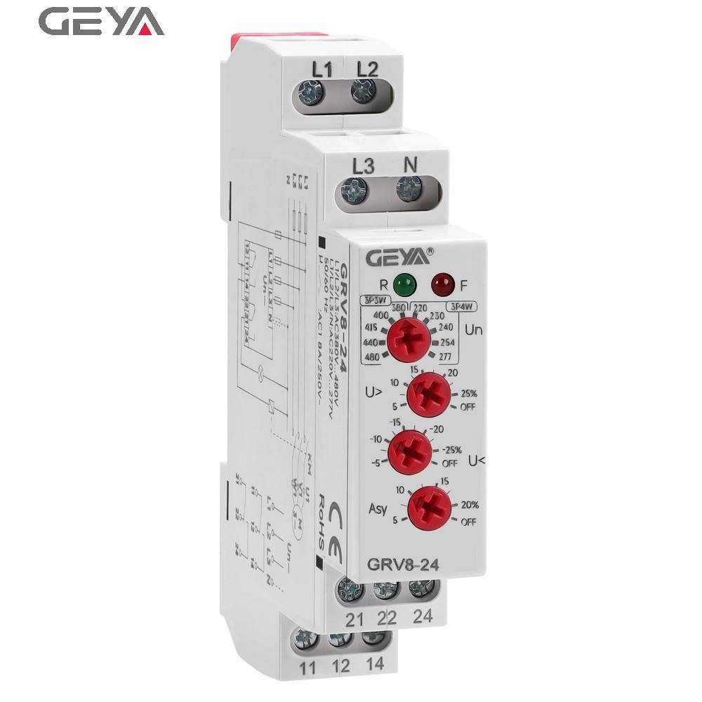 GEYA GRV8-24  Onitoring Relay Measure Single/Three Phase Voltage for Power Grid VOLTAGE RELAY