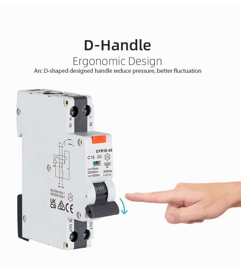 GEYA GYR10N-40 1P+N Single Module RCBO Circuit Breaker Residual Current Circuit Breaker With Over Current Protection RCBO
