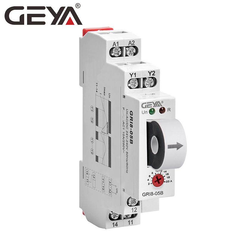 GEYA GRI8-05 AC or DC Current Control Balance Relay 2A-20A AC24V-240V Overcurrent Undercurrent Protection Relays