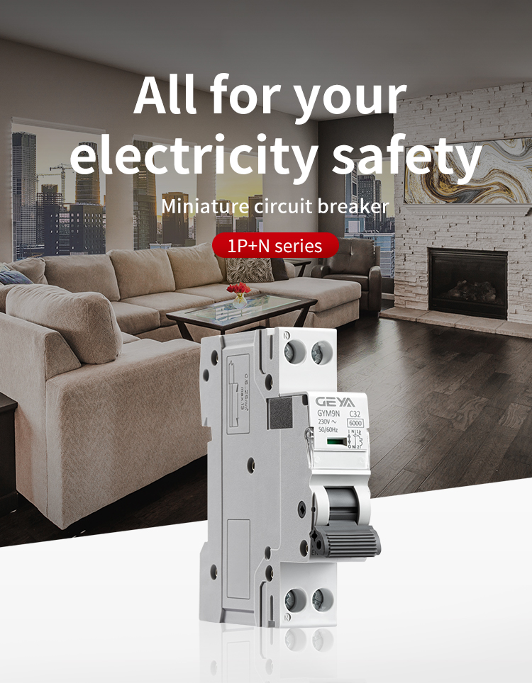 GEYA MCB GYM9N 1P+N 6A 10A 16A 20A 25A 32A 40A 220V 400V AC Mini Circuit Breaker