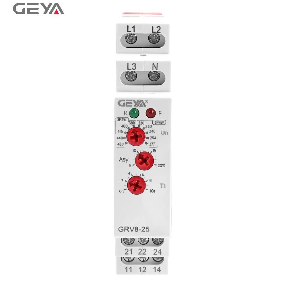 GEYA GRV8-25 Voltage Monitoring Sensitive Relay Voltage protection Relay 3 Phase Over and Under Voltage Protector