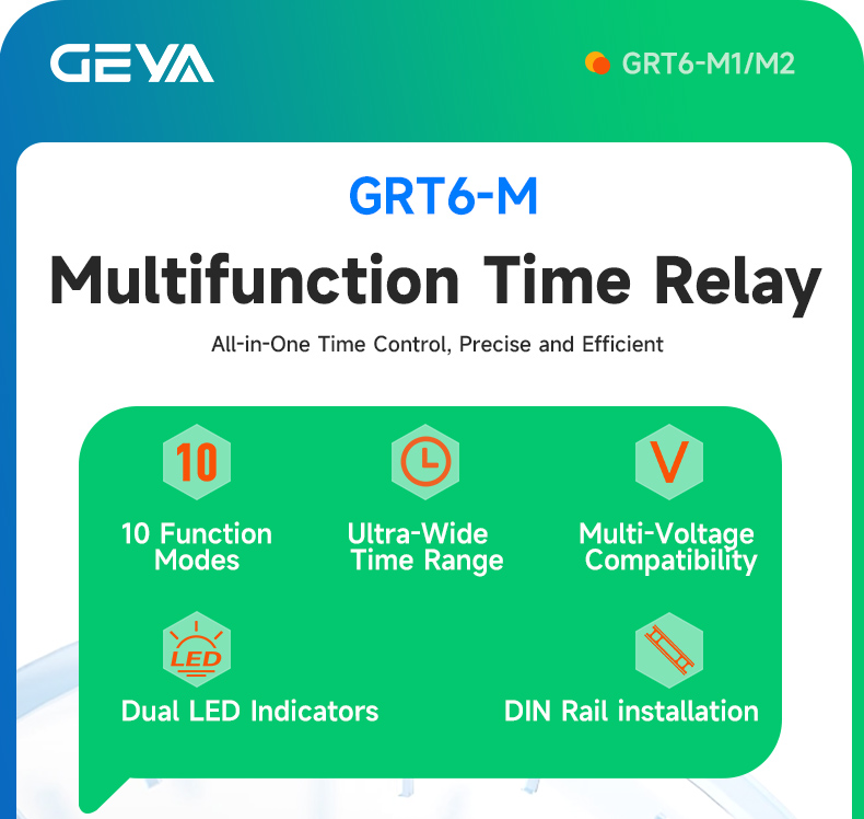 GEYA GRT6-M2 AC/DC24V~240V Multifunction Time Relays Dc 12v 24v Electric Relay Ac 220v Protective Relay