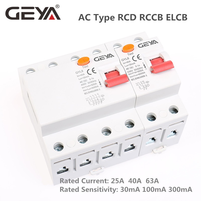 GEYA GYL8 Modular Electrical 4 Pole Earth Leakage Relay Fault Circuit Breaker 63A SKD Parts ELCB Relay Magnetic