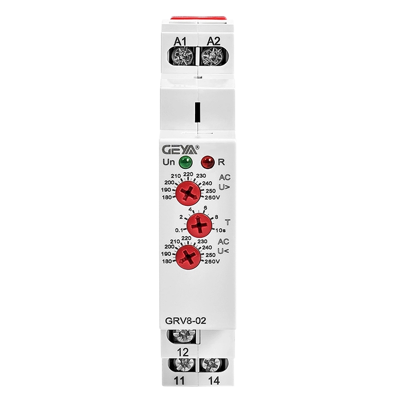 GEYA Din Rail GRV8-01 Over Under Voltage Protector 10A Adjustable Time Delay Range 0.1s-10s with CE CB ROHS Certificate