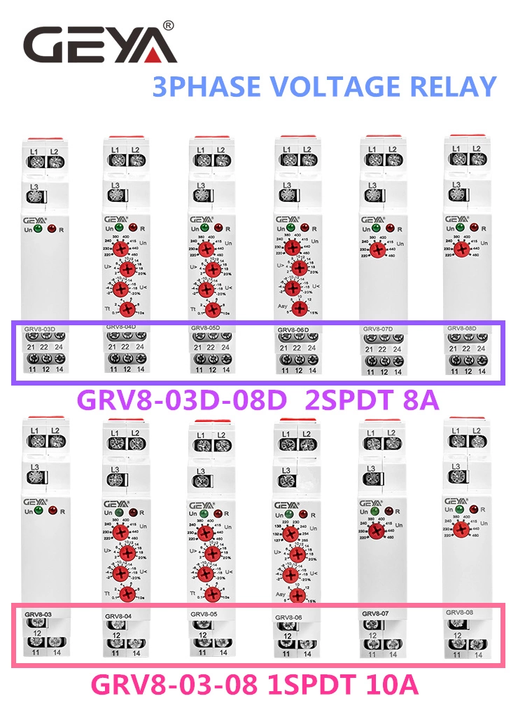 GEYA GRV8-05D M265 127V-265VAC and Current Relays Under Voltage Relay Voltage 3 Phase Voltage Relay