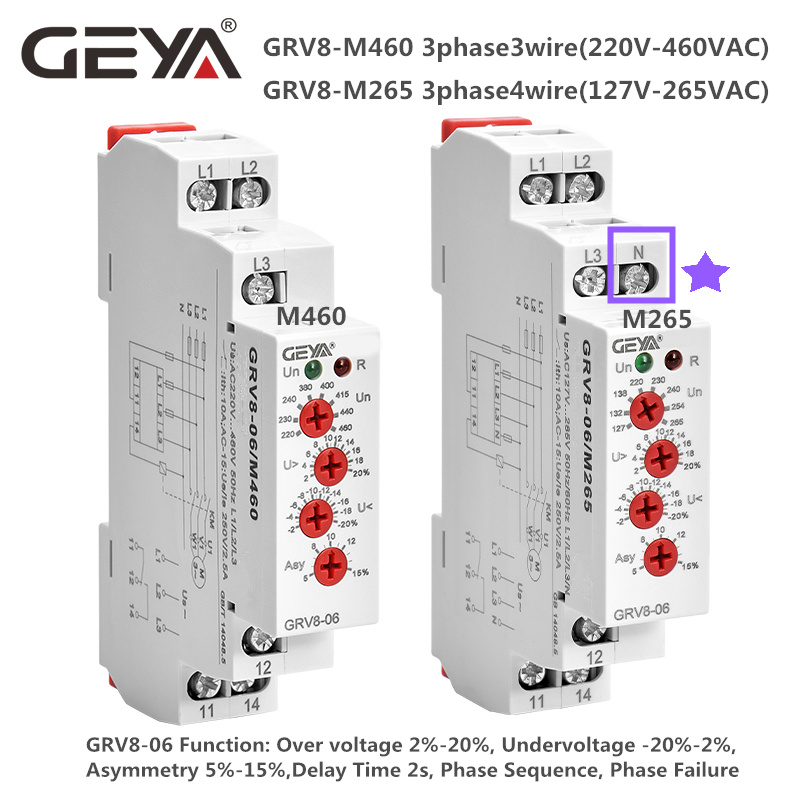 GEYA GRV8-06 Overvoltage Undervoltage Relay Phase Sequence Asymmetry Control Relay