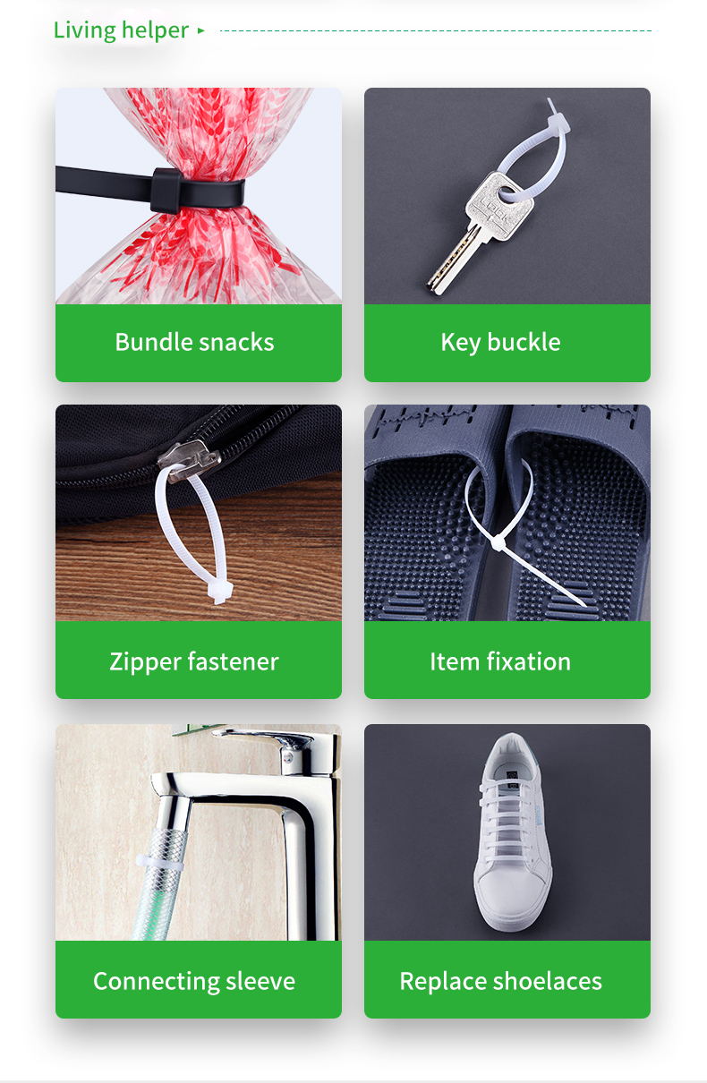 GEYA Wholesale Factory Good Quality Self-Locking Black and White Nylon66 Plastic Wire Tie Nylon Cable Tie Zip Ties
