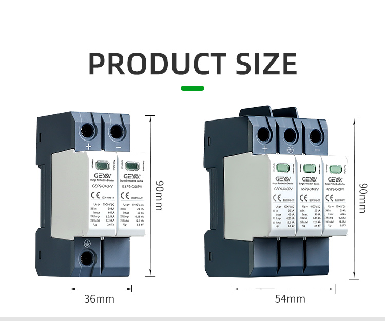 GEYA GSP9-C40PV 40KA PV 2P 600V-1500V DC Surge Protector Device Thunder Protector lightning Surge Protective spd