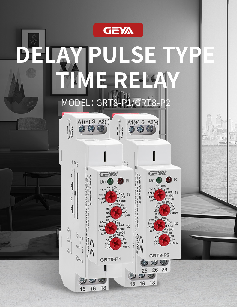 GEYA GRT8-P1-230 AC230V Delay Pulse Output Time Relay 1SPDT Relay 20a 220v