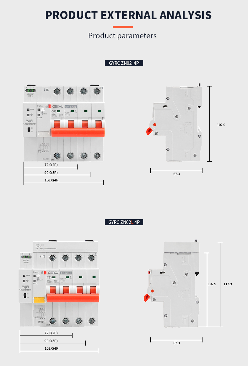 GEYA GYRC-ZN02 1P/20A TUYA System Remote Control Wireless Smart 20 Ampere Wifi Mcb Circuit Smart Breaker Switch