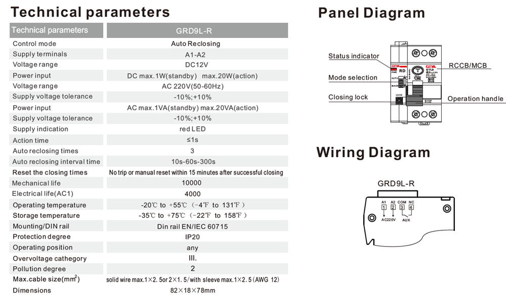 GEYA GRD9 Reclosing Mini Circuit Breaker Automatic Circuit Recloser 20A 30A 63A Reset Circuit Breaker