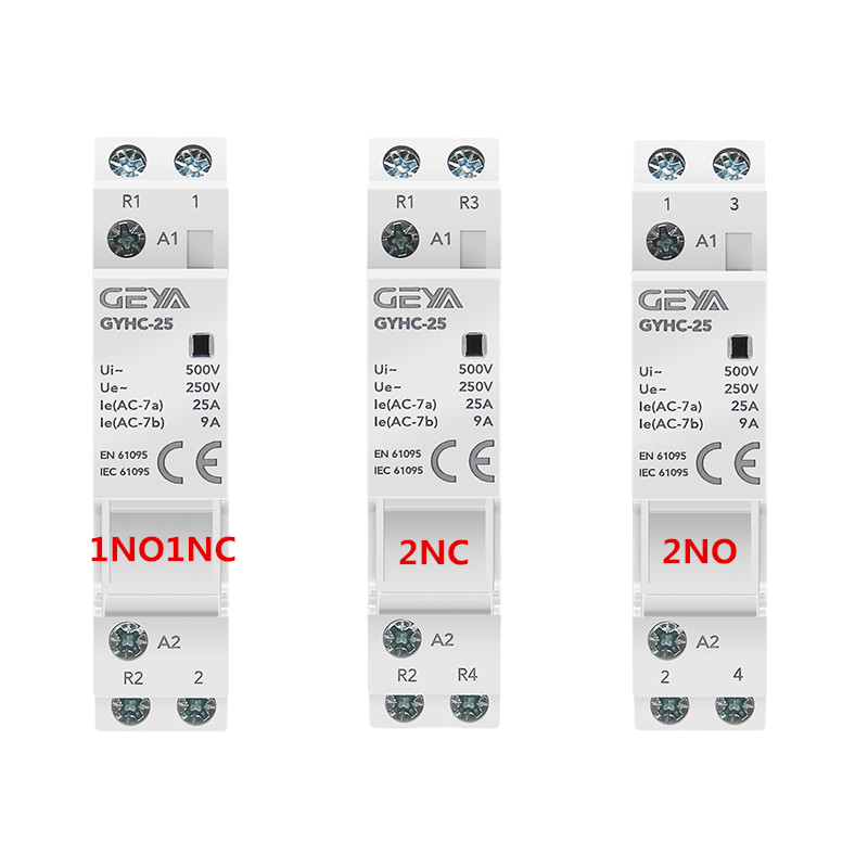 GEYA GYHC-16 2P 16A 2NO 220V Din Rail Household Ac Modular Contactor 50 60Hz Switch Controller DIY Smart Home Hotel